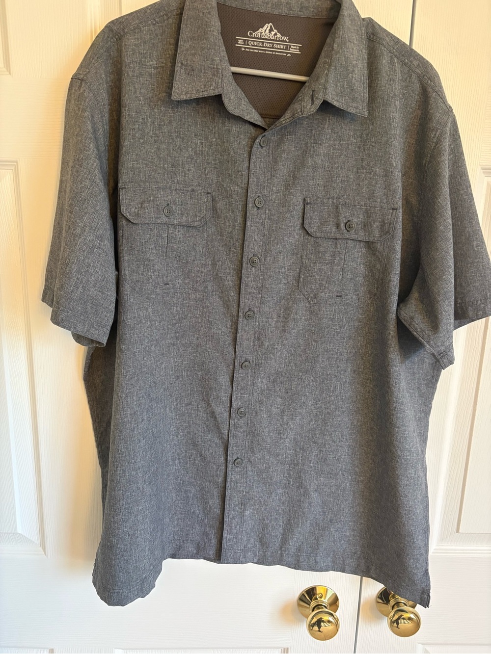 croft & barrow Outdoor Men’s Quick Dry Short Sleeve Button-Down Shirt Gray (XL)